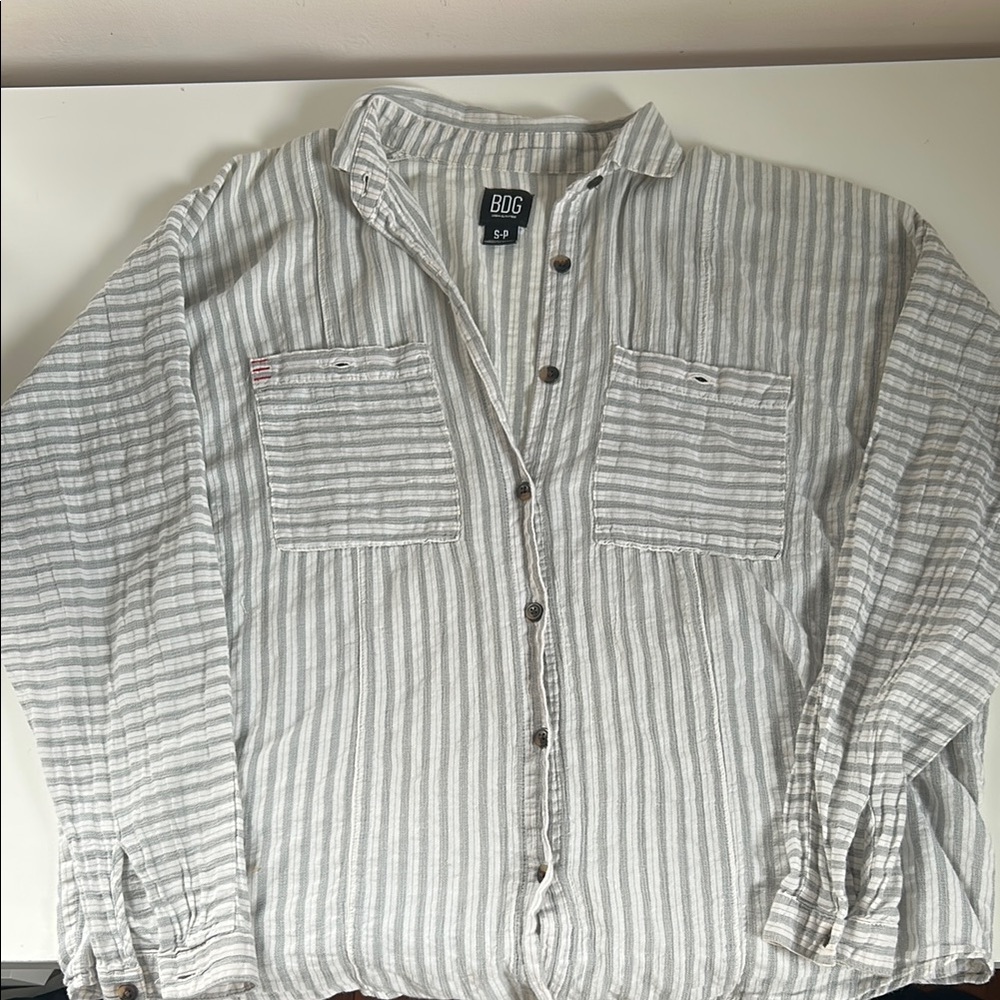 BDG Light Blue and White Striped Shirt